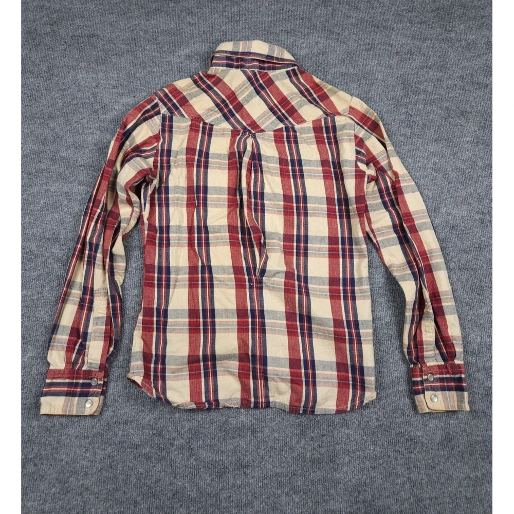 Vintage Faded Glory Pearl Snap Shirt Men's Large Plaid Western Cotton USA